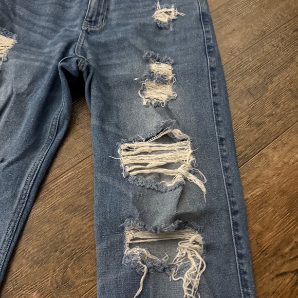 Hollister High Rise Slim Straight Jeans Distressed Ripped Frayed Hem W29 L26 - Picture 3 of 10